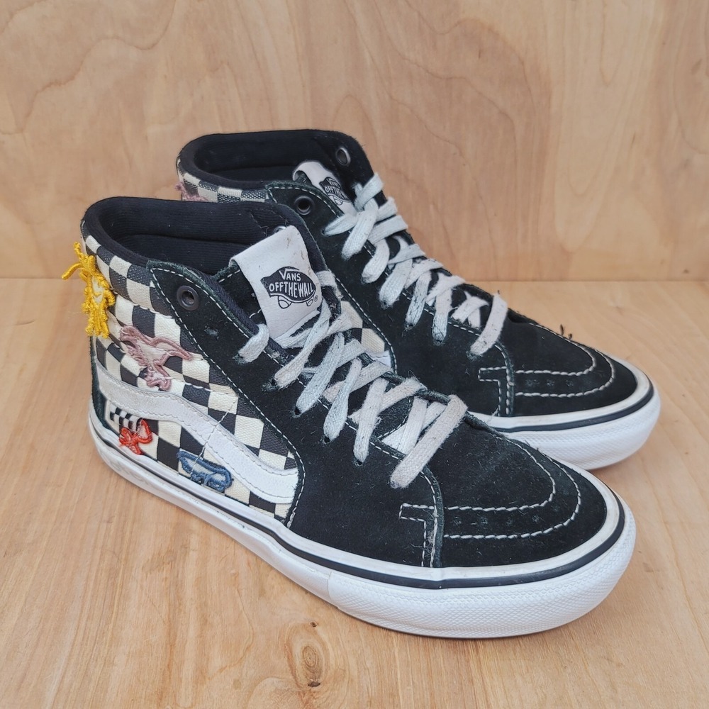 Vans Boys Sneakers Sz 4.5 M Sk8-Hi Top Popcush Black Suede Casual Shoes 500714